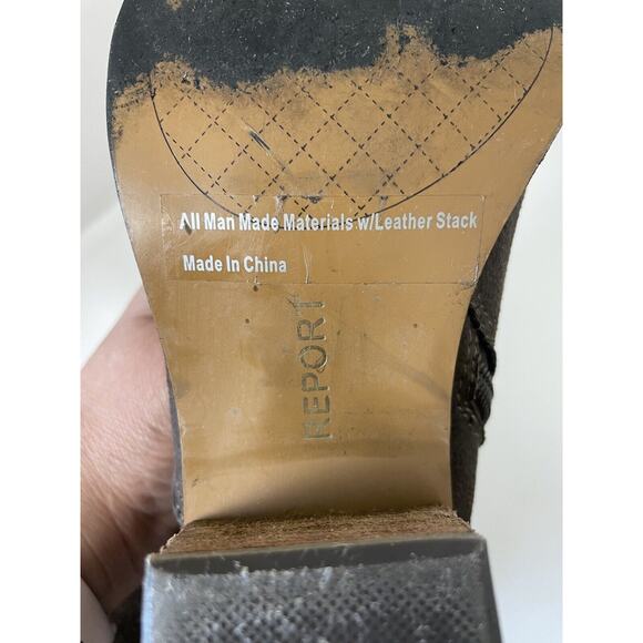 Report Fisher Women’s Boots Size 7.5 Riding Boot Over the Knee Brown Half Zip - Picture 5 of 16